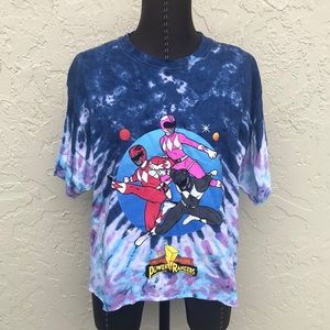 Power Rangers crop tee graphic tie dye cropped t-shirt women’s size large NEW